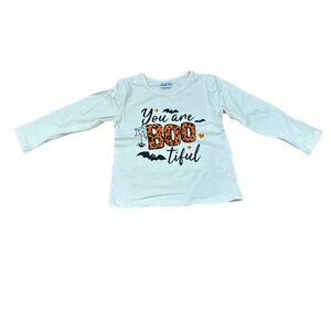 You Are Boo-Tiful Halloween Toddler Shirt 2T Beige & Black Long Sleeve 97% Cotto